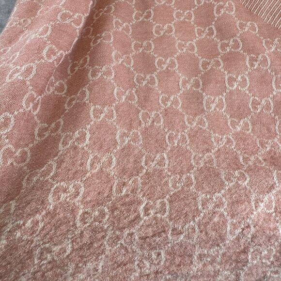 Gucci Guccissima XL Wool Fringe Scarf Pink - Picture 4 of 9